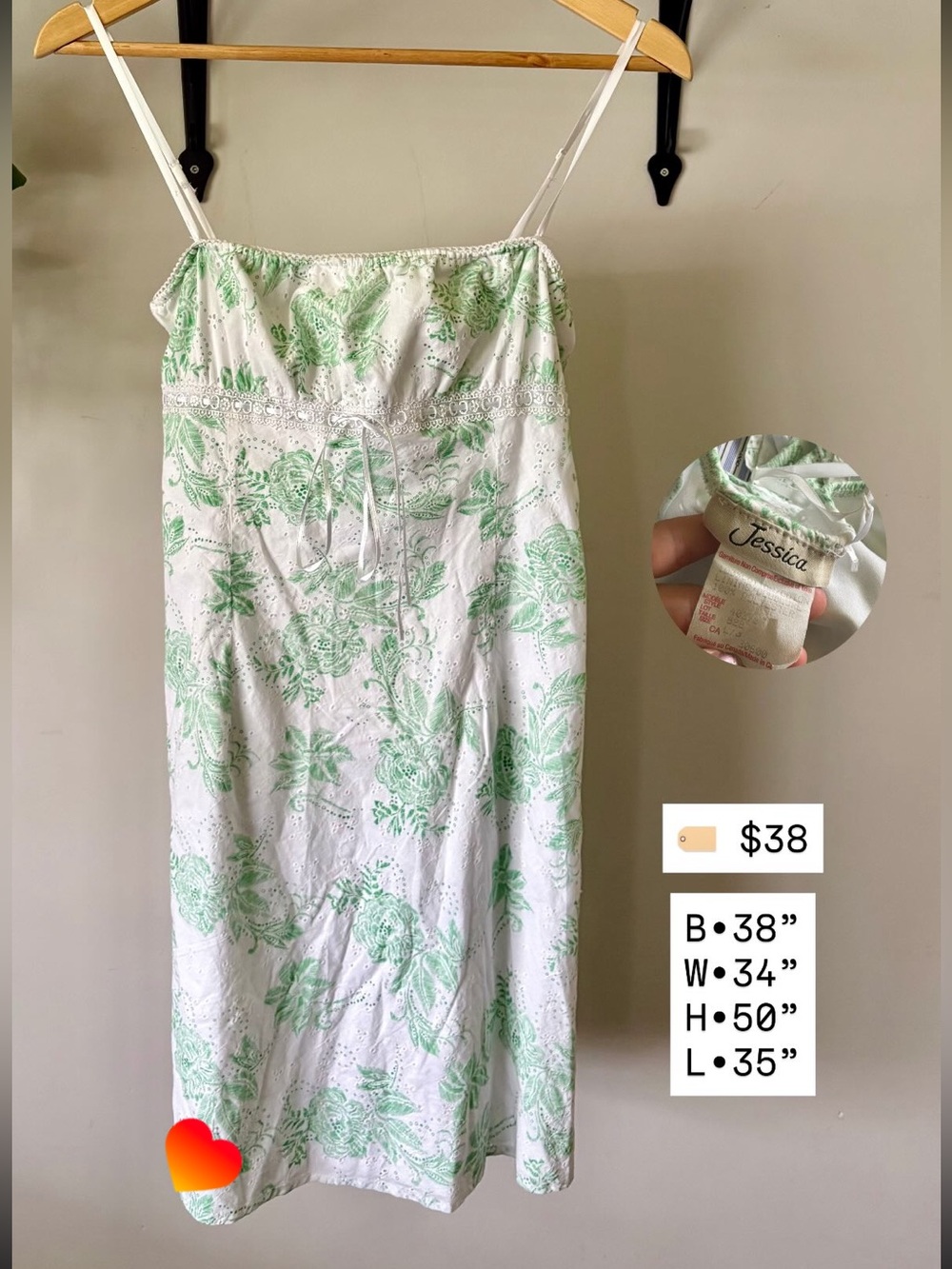 Jessica White and Mint Green Floral Eyelet Maxi Dress